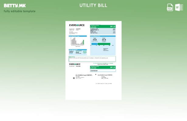 Модерен стил на САД Eversource шаблон сметки за комунални услуги за гас